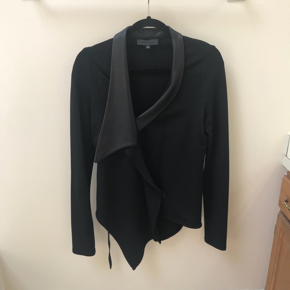 WAYNE blazer jacket with leather trim